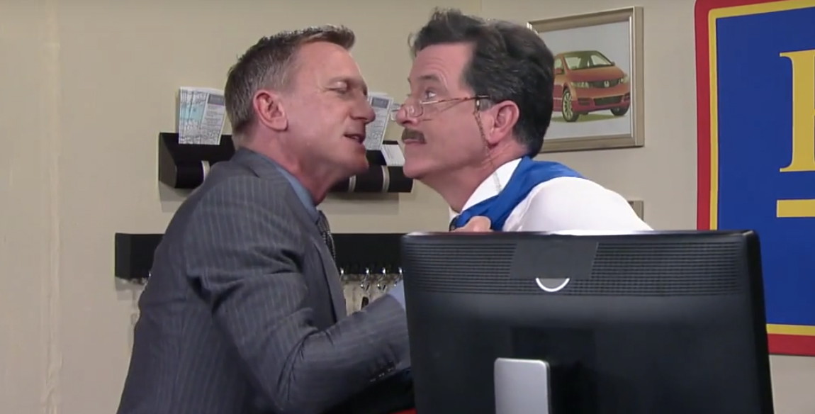 LOL James Bond Rents A Car From Stephen Colbert