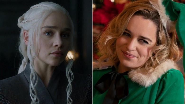 Emilia Clarke as Daenerys on Game of Thrones and as Kate in Last Christmas
