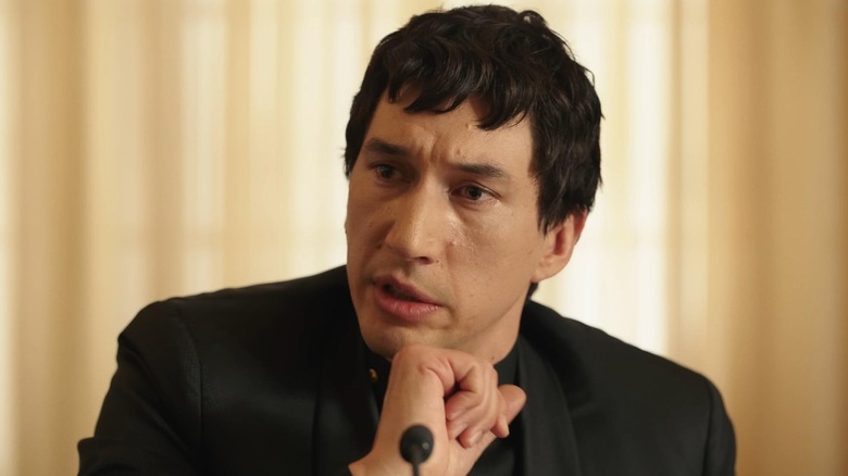 Adam Driver talking as Cesar Catalina in Megalopolis