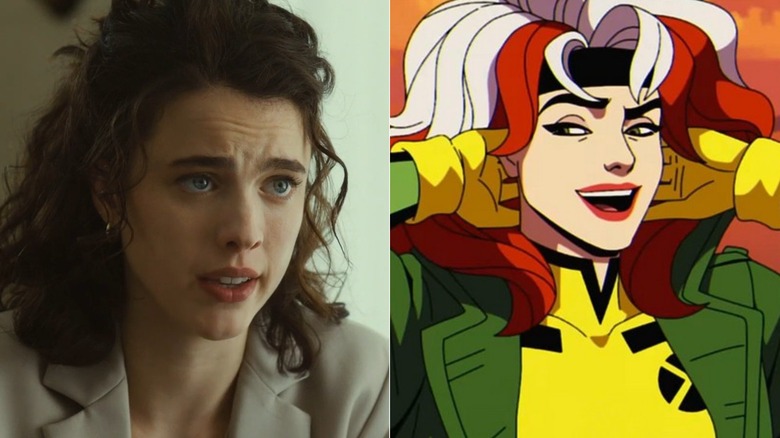 Margaret Qualley as Honey in Honey Don't; Rogue poofing her hair in X-Men '97