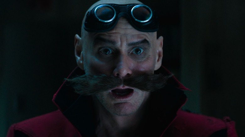 Ivo Robotnik (Jim Carrey) stands surprised in Sonic the Hedgehog 3