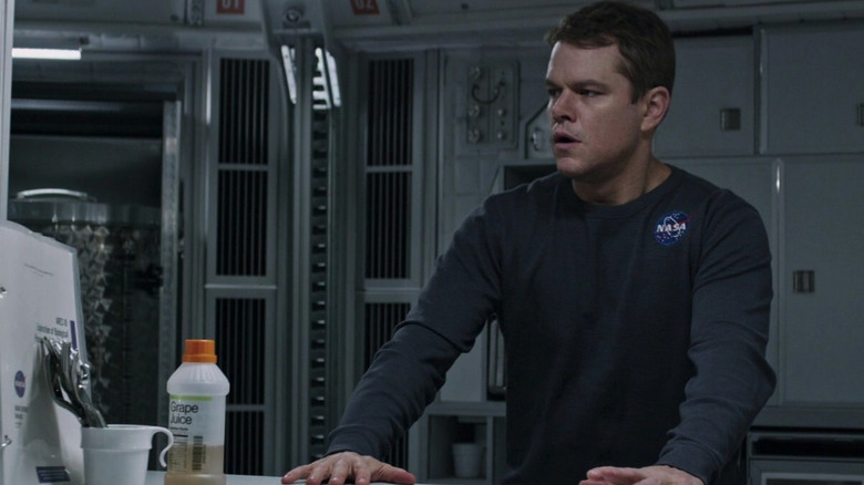 Matt Damon as Mark Watney in a lab in The Martian