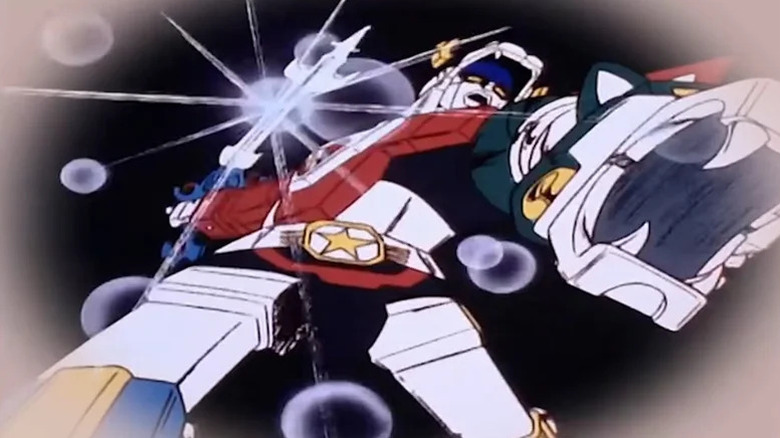 Voltron prepares to swing his sword in Voltron