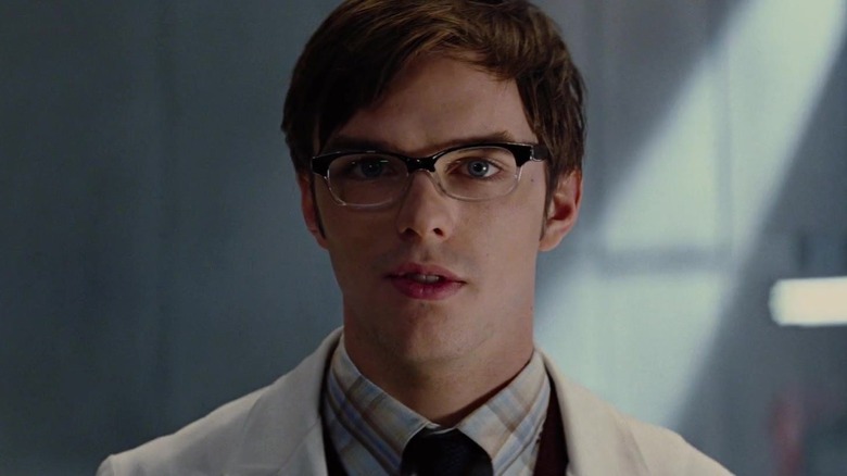 Nicholas Hoult as Hank McCoy wearing glasses in X-Men: First Class