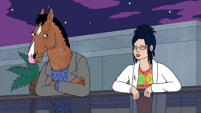 BoJack Horseman and Diane Nguyen, talking on his balcony in BoJack Horseman