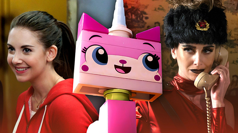 Images of Annie Edison, Ruth Wilder, and Unikitty edited together