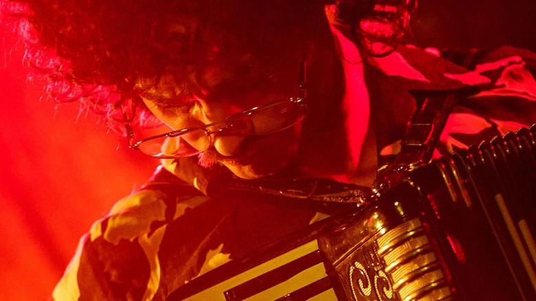 Daniel Radcliffe as Al, shredding on the accordion in Weird The Al Yankovic Story