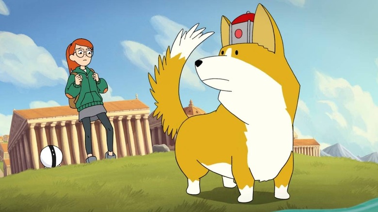 Atticus (Ernie Hudson) looking back at Tulip (Ashley Johnson) on Infinity Train