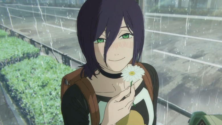 Reze playfully holds up a flower in Chainsaw Man: The Movie - Reze Arc
