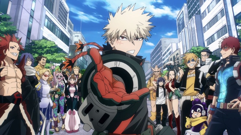 Bakugo and the entire 1-A class welcoming Deku in My Hero Academia