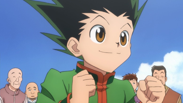 Gon Freeccss smiles with wide eyes on Hunter x Hunter