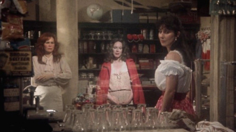 Karen Black as Joanne, Sandy Dennis as Mona, and Cher as Sissy loolking in the mirror at Woolworth's in Come Back to the 5 & Dime Jimmy Dean, Jimmy Dean