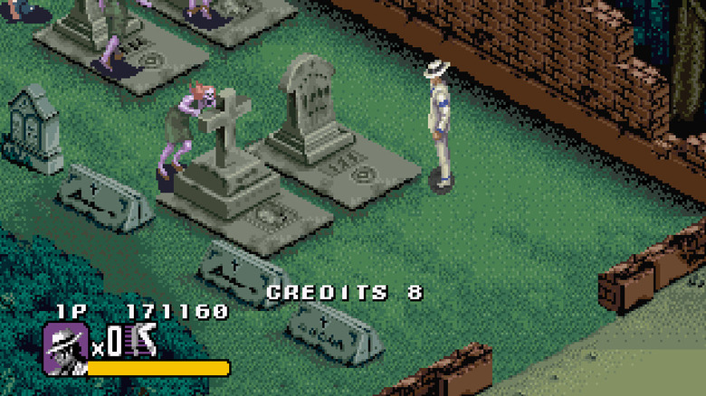 Michael Jackson confronts zombies in a graveyard in Michael Jackson's Moonwalker