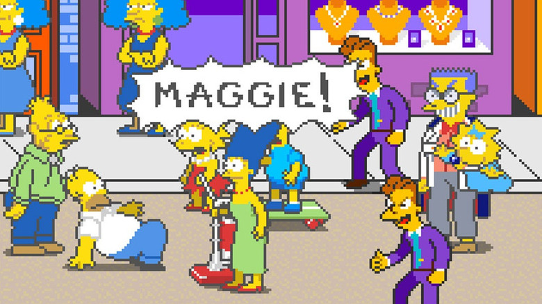 Maggie gets kidnapped in The Simpsons (1991) arcade game