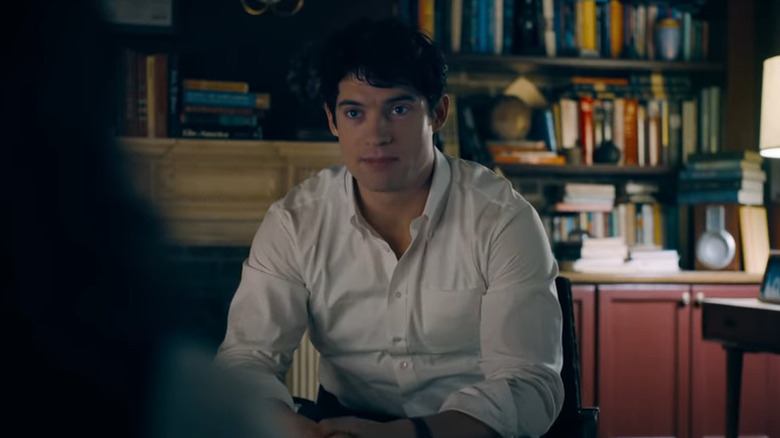 Superman (David Corenswet) being interviewed by Lois Lane (Rachel Brosnahan) in Superman