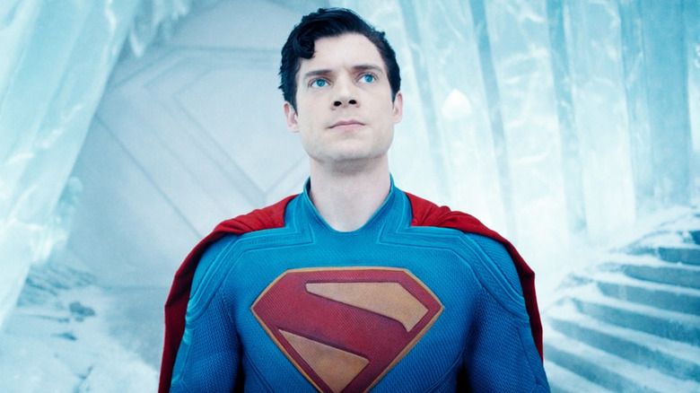Superman (David Corenswet) stands in the Fortress of Solitude in Superman (2025)