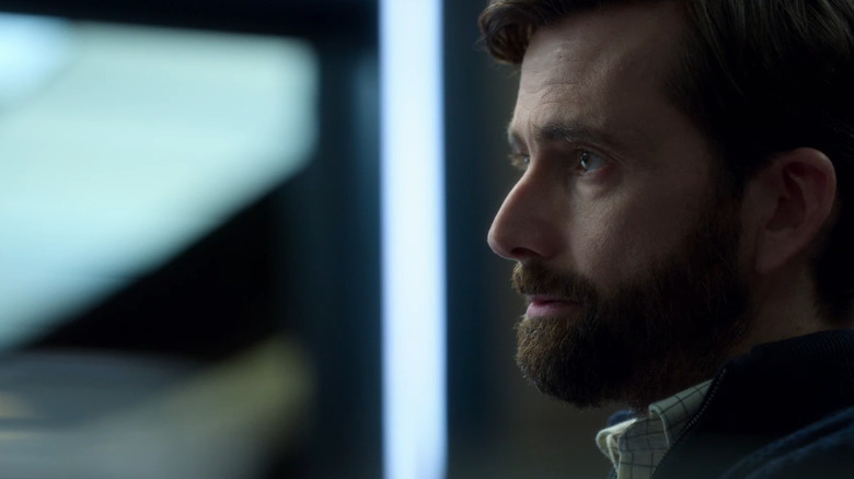 Close up side shot of David Tennant as Edgar in Criminal: UK