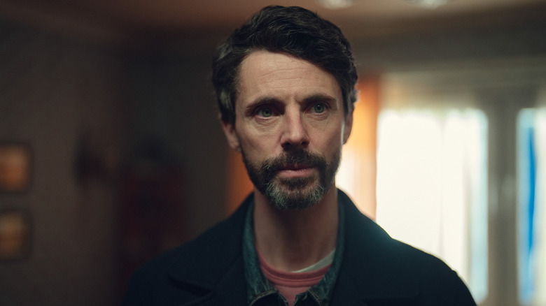 Matthew Goode with beard and jacket as Carl Morck in Dept Q