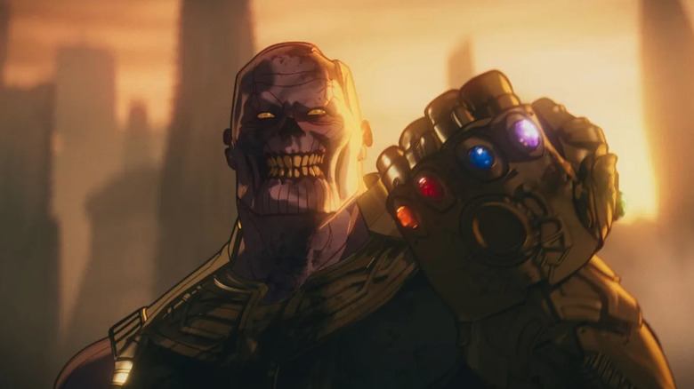 Thanos holding the Infinity Gauntlet in Marvel Zombies