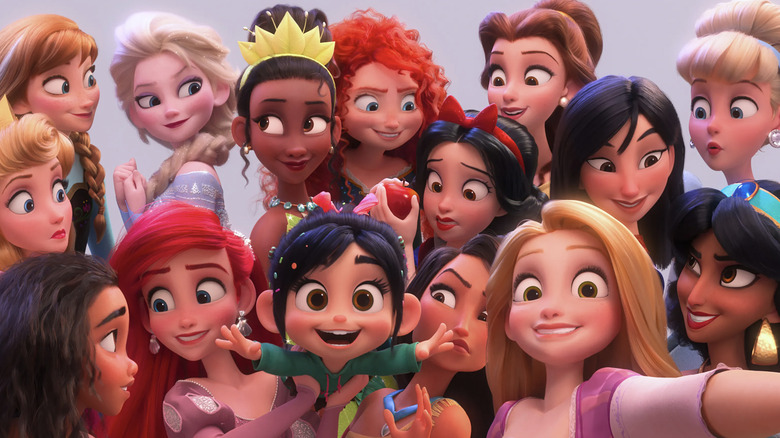 Vanellope posing in a selfie with all the Disney princesses is Ralph Breaks the Internet