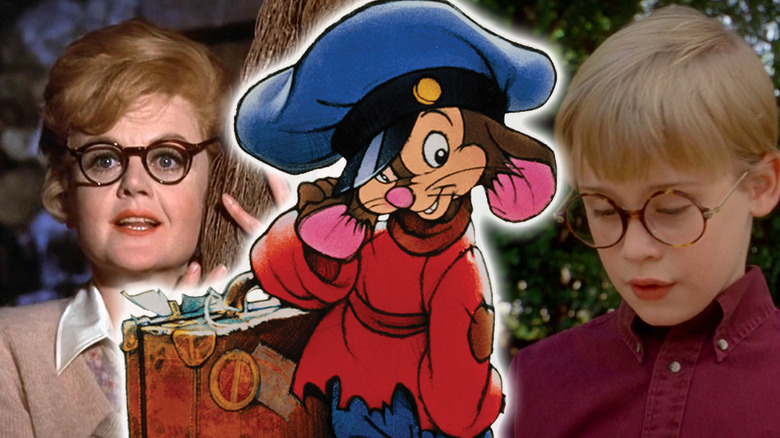 Angela Lansbury as Miss Eglantine Price from Bedknobs and Broomsticks, Fievel Mousekewitz from An American Tail, and Macaulay Culkin as Richard Tyler from The Pagemaster