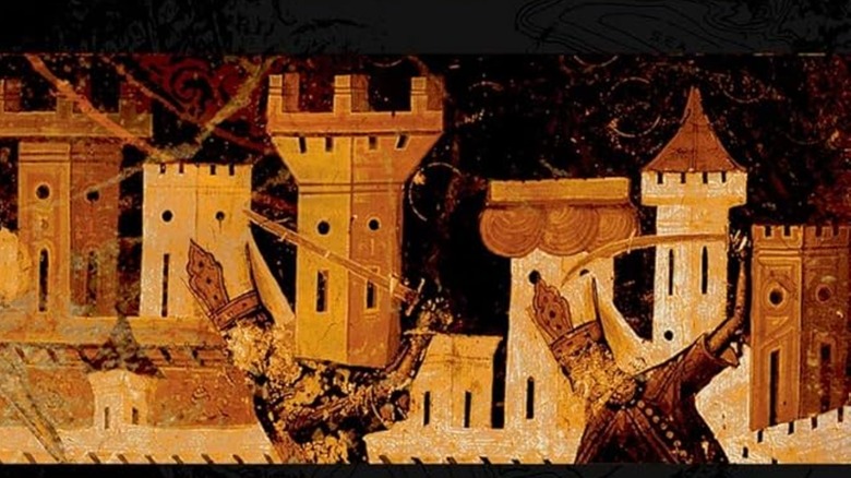 Byzantine style etched art on The Darkness That Comes Before