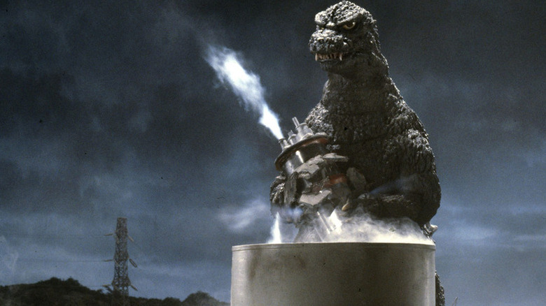Godzilla rips the core out of a nuclear silo in The Return of Godzilla