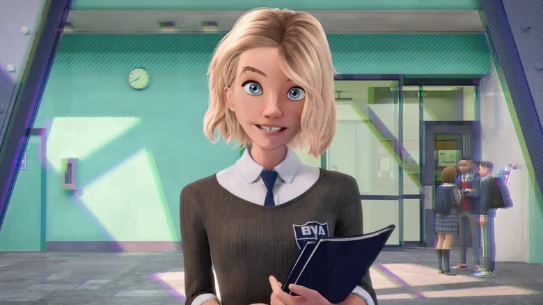 Gwen Stacy smiling in Into the Spider-Verse