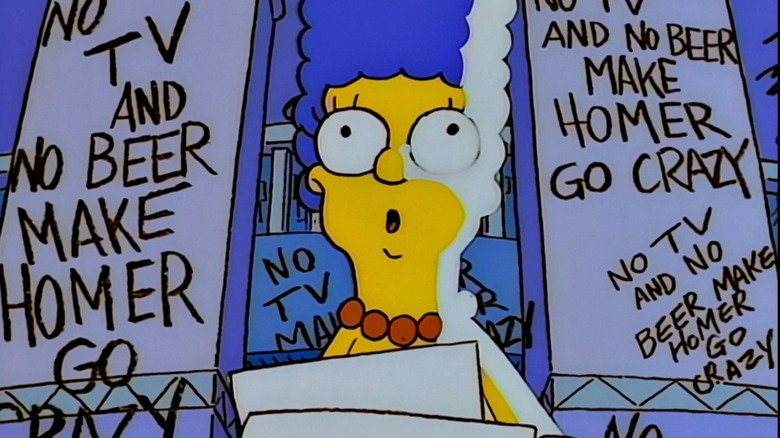 Marge Simpson reacting to writing on walls on The Simpsons