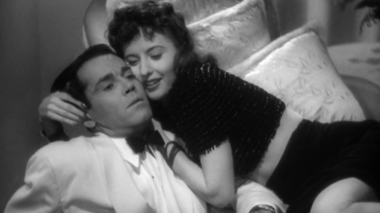 Charles (Henry Fonda) being seduced by Jean (Barbara Stanwyck) in The Lady Eve