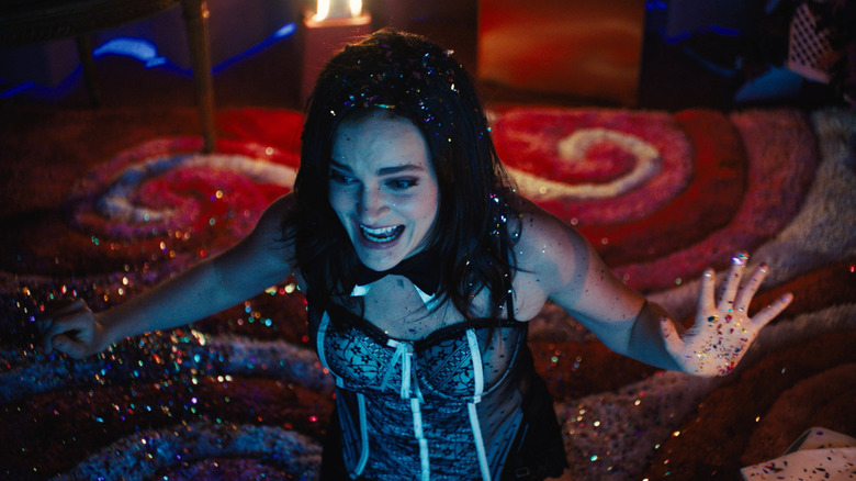 Madeline Brewer as Alice, screaming in glitter in Cam