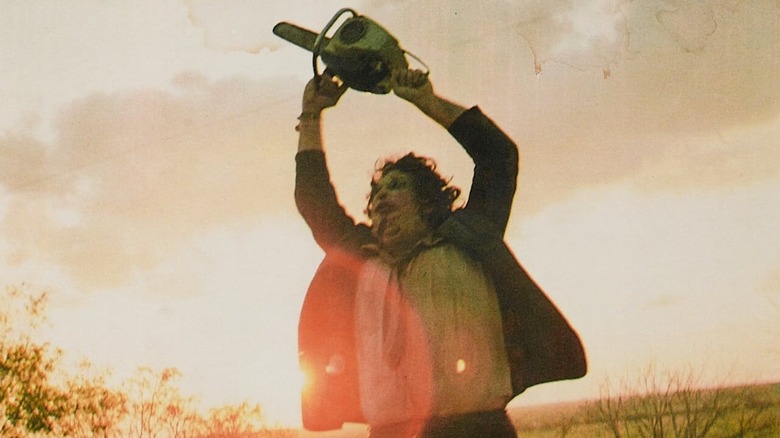 Gunnar Hansen as Leatherface, angry dancing in The Texas Chain Saw Massacre