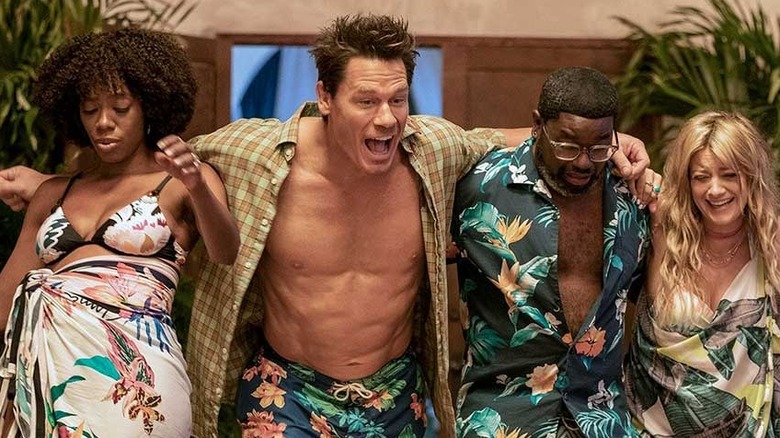 Yvonne Orji, John Cena, Lil Rel Howery, and Meredith Hagner as Emily, Ron, Marcus, and Kyla in Vacation Friends