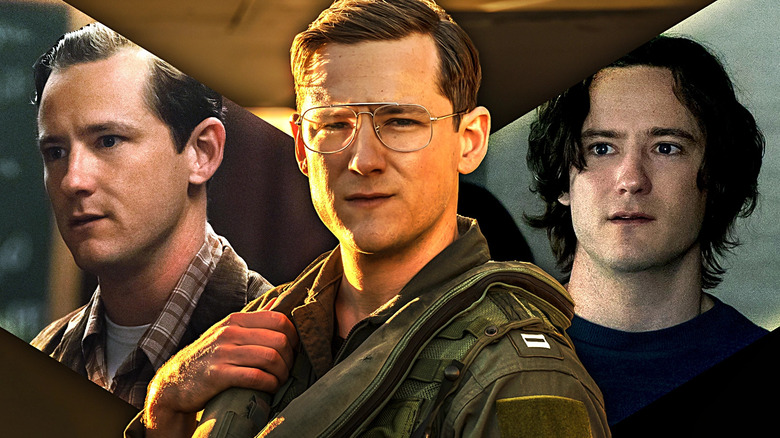 Images of Lewis Pullman as Calvin Evans, Robert Floyd, and Bob Reynolds, edited together