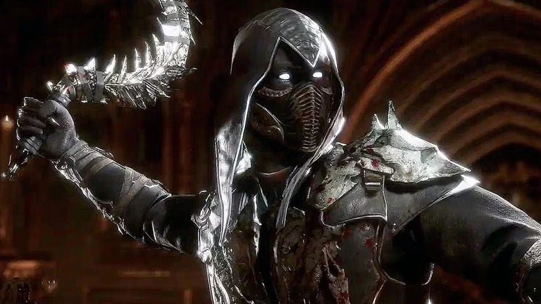 Noob Saibot holds a jagged scythe in Mortal Kombat 11