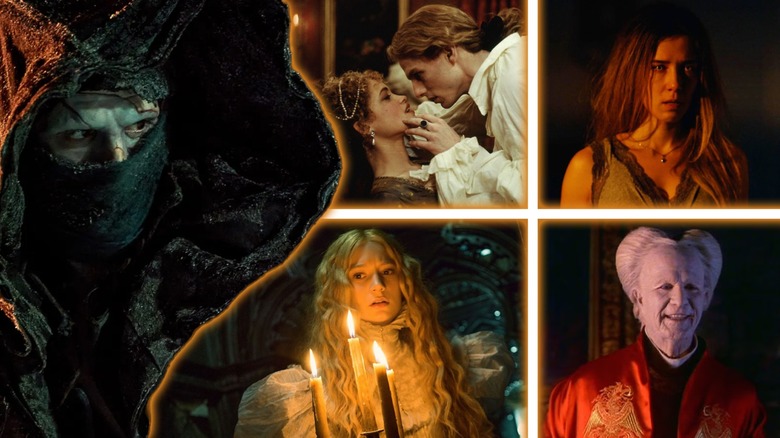 Jacob Elordi as the Creature in Frankenstein, Indra Ové as the New Orleans prostitute and Tom Cruise as Lestat de Lioncourt in Interview with the Vampire, Marjorie Estiano as Ana in Good Manners, Mia Wasikowska as Edith Cushing in Crimson Peak, and Gary Oldman as Count Dracula in Bram Stoker's Dracula