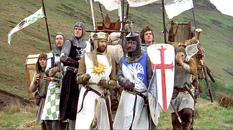 The Knights of Camelot journey forth in Monty Python and the Holy Grail.
