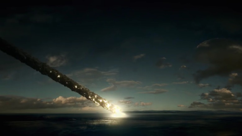 A rendition of a fireball crashing into Earth in Fireball: Visitors From Darker Worlds