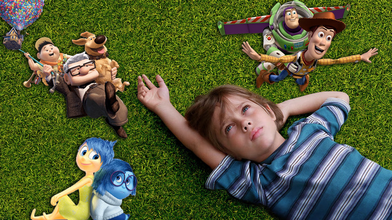 A composite of images from Up, Inside Out, Toy Story, and Boyhood