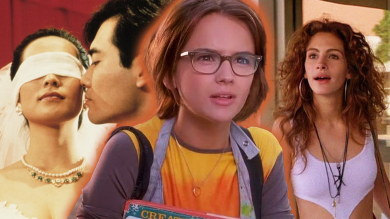 Rachel Leigh Cook in She's All That surrounded by shots from The Wedding Banquet (1993) and Pretty Woman