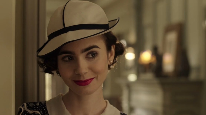Cecelia Brady (Lily Collins) smirking on The Last Tycoon