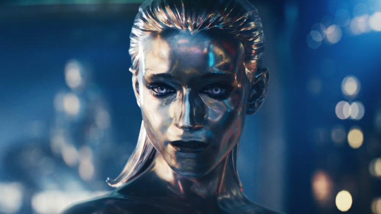 The Silver Surfer looming over New York in The Fantastic Four: First Steps