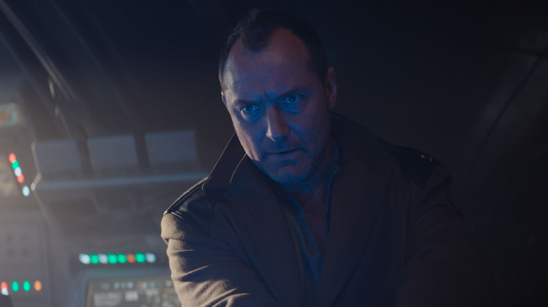 Jod Na Nawood (Jude Law) basked in blue light on Star Wars: Skeleton Crew