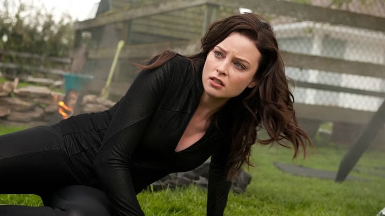 Kiera Cameron (Rachel Nichols) recoils on the ground in Continuum