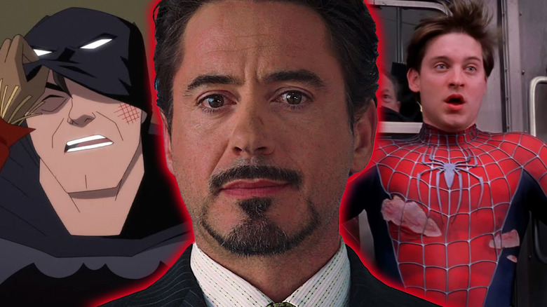 Batman being unmasked, Tony Stark declaring he's Iron Man, and Spider-Man without his mask on