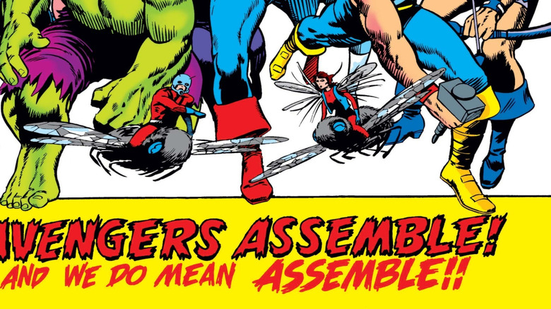 The Avengers rushing into action in Avengers #100