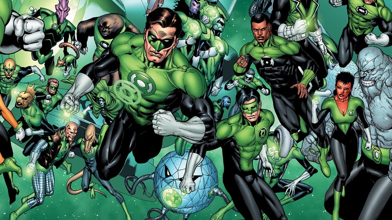 All the Green Lantern Corps posing together in space