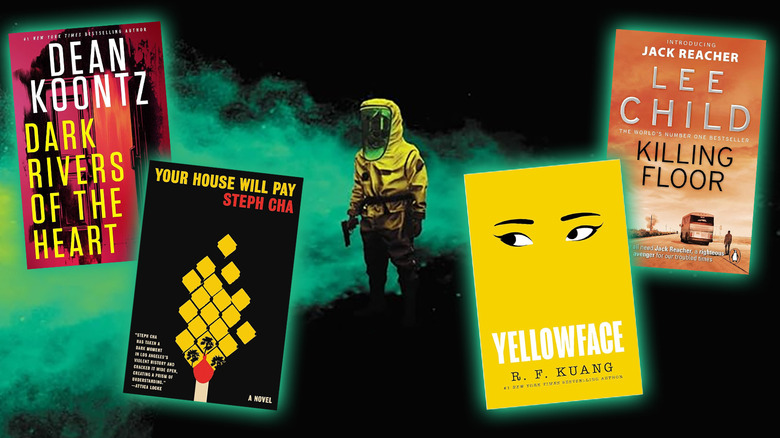 Dark Rivers of the Heart by Dean Koontz, Your House Will Pay by Steph Cha, Yellowface by R.F. Kuang, and Killing Floor by Lee Child