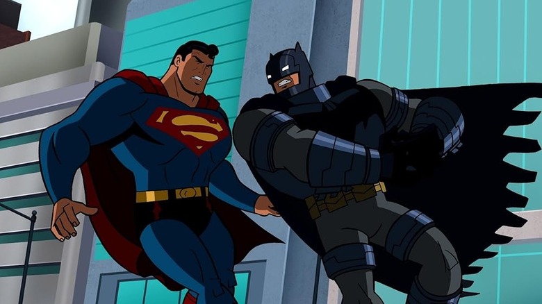 George Newbern as Superman fights Diedrich Bader as Batman in Batman Brave and the Bold: Battle of the Superheroes
