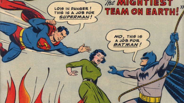Superman and Batman try to save Lois Lane